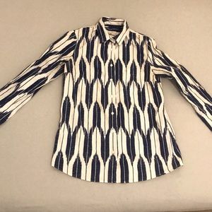 J. Crew XS Blue and White Patterned Button Down